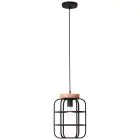 Brilliant Gwen Pendellampa Metall Trä Svart | 250mm - Passande för 1x E27